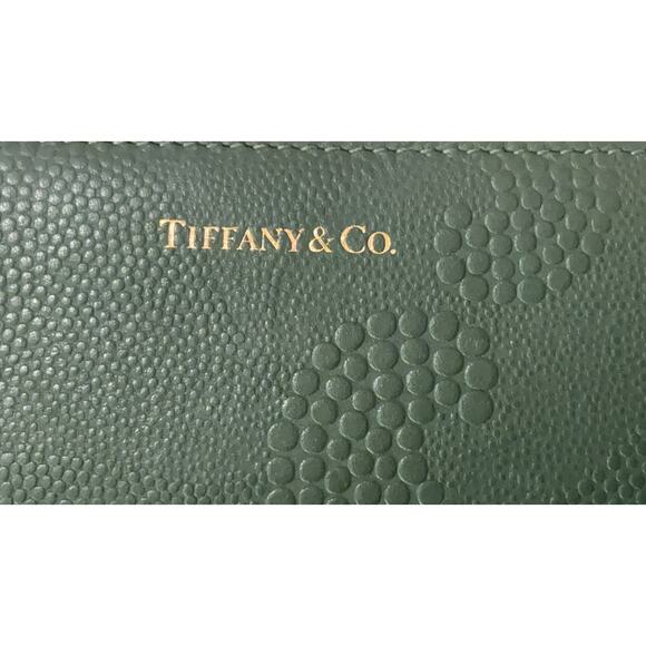 Tiffany & Co. Green Wave Embossed Continental Leather Zip Wallet Clutch Wallet - Picture 12 of 16
